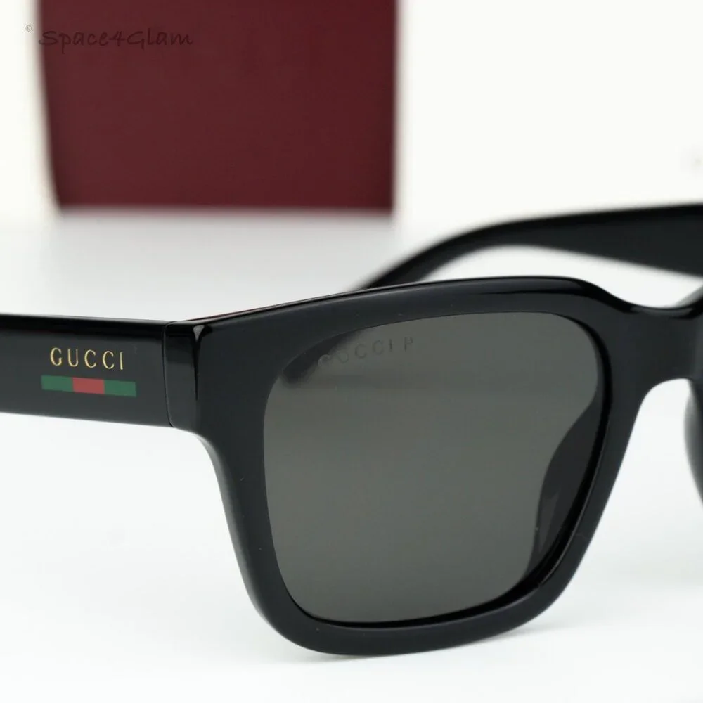 Gucci Men Sunglasses Black Grey Polarized Square GG1857S 005 NEW AUTHENTIC